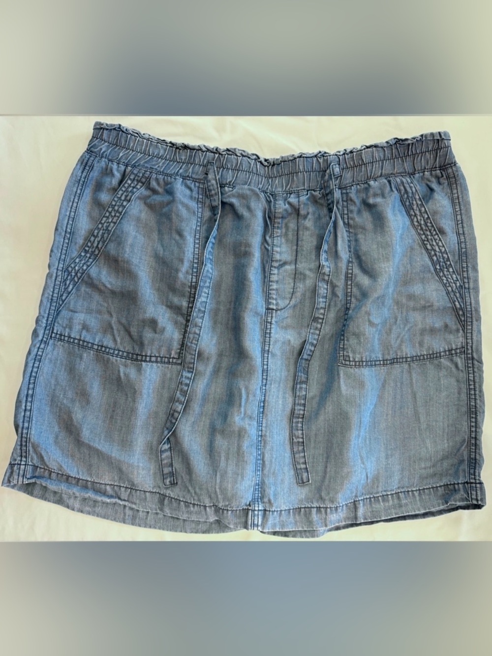 5/$20 DAKOTA BLUE Chambray Paperbag Lyocell Drawstring Skirt w/ Shorts - XL